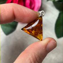 Load image into Gallery viewer, Amber Triangle Pendant 925 Sterling Silver
