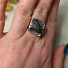 Load image into Gallery viewer, AA Black Tourmaline Rutile in Quartz 925 Silver Ring - Size M
