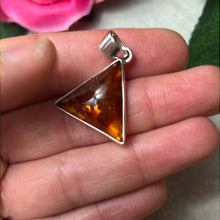 Load image into Gallery viewer, Amber Triangle Pendant 925 Sterling Silver
