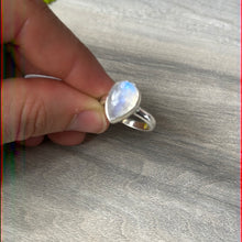 Load image into Gallery viewer, AAA Rainbow Moonstone 925 Silver Ring -  Size L - L 1/2
