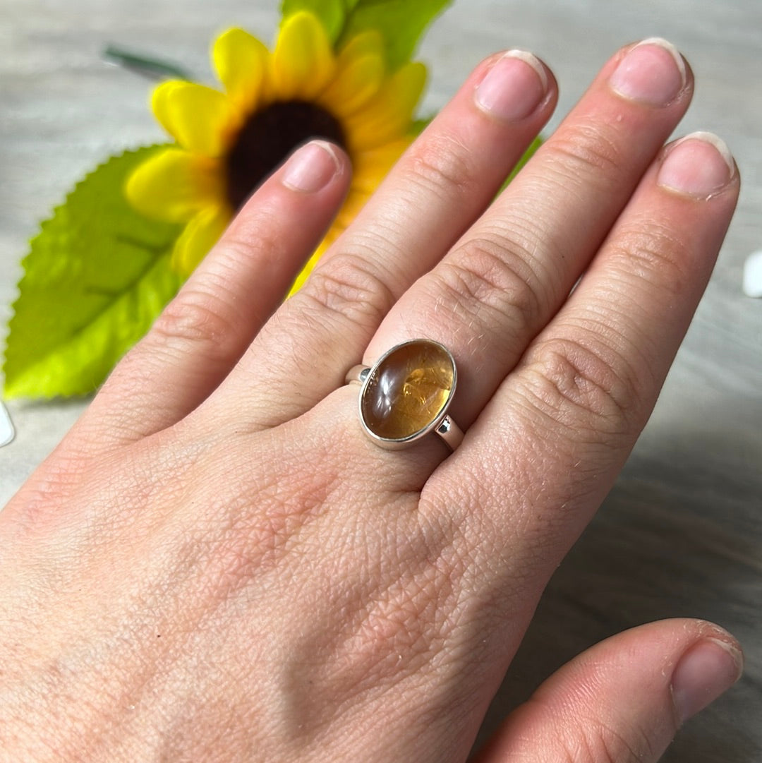 Citrine 925 Sterling Silver Ring -  Size N 1/2