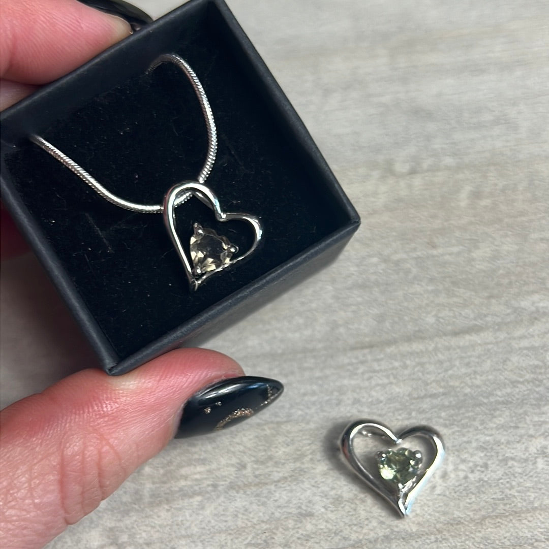 Dual Crystal Heart 925 Silver Sterling Pendant
