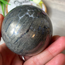 Load image into Gallery viewer, Nipomo - Marcascite in agate Sphere
