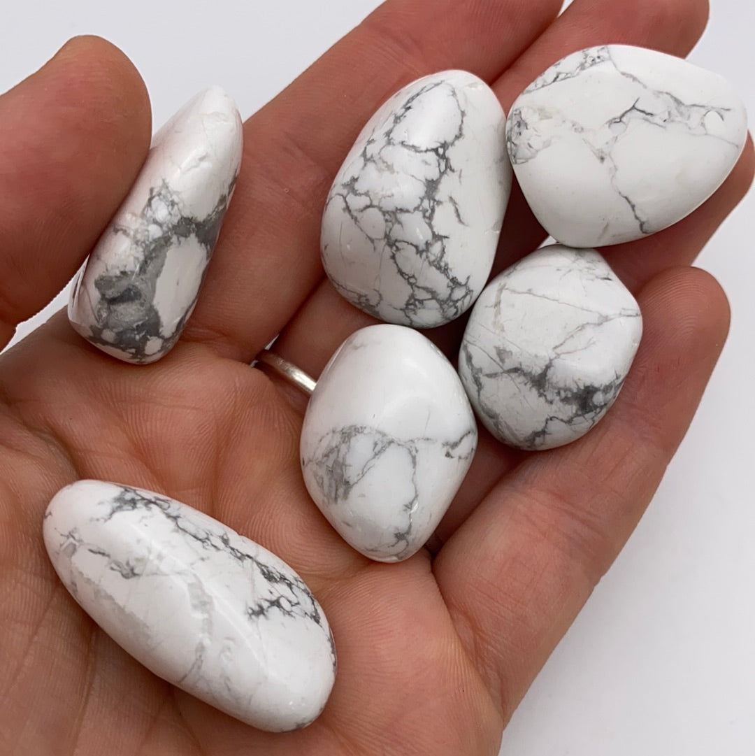 White Howlite polished tumble tumblestone