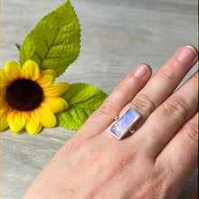 Load image into Gallery viewer, AAA Rainbow Moonstone 925 Silver Ring -  Size L
