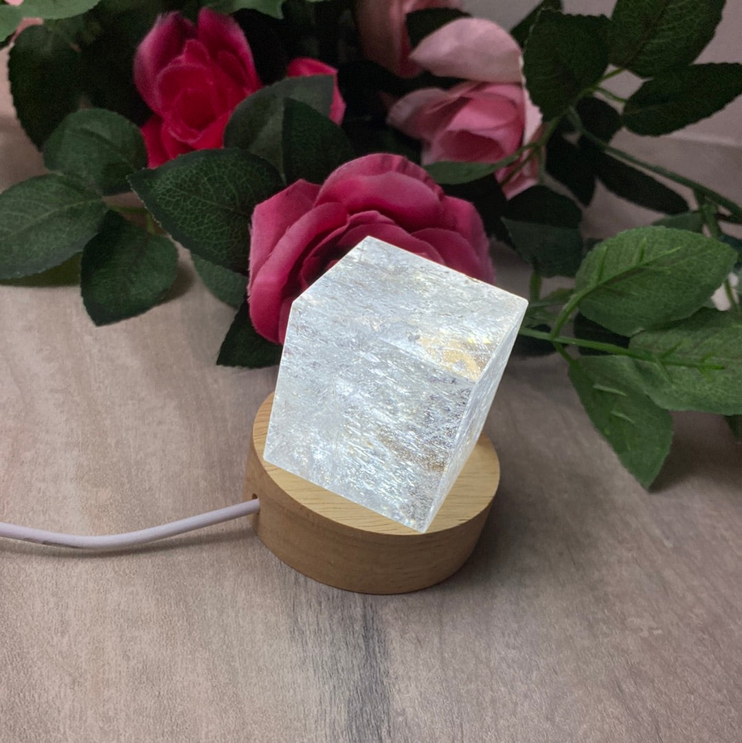 Wood White Light lamp base stand - USB 60mm