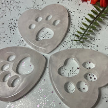 Load image into Gallery viewer, Rose Quartz Large Paw print heart - pet Rembrance memorial

