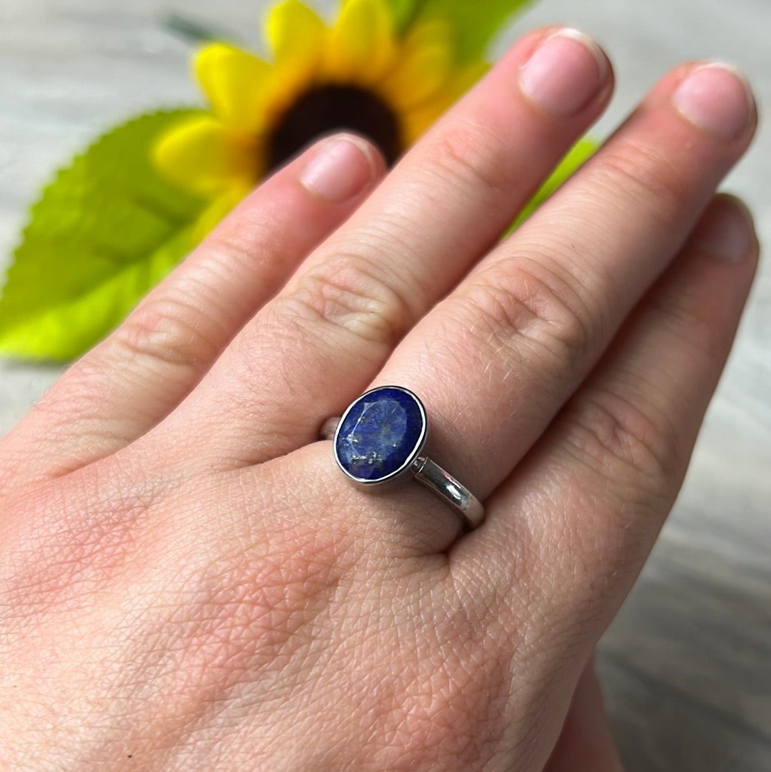 AA Lapis 925 Sterling Silver Ring -  Size N 1/2 - O