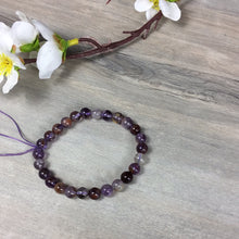 Load image into Gallery viewer, Amethyst with inclusions -7mm Bead Bracelet
