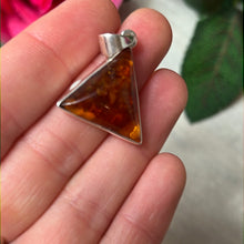 Load image into Gallery viewer, Amber Triangle Pendant 925 Sterling Silver
