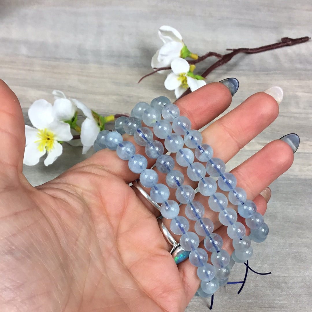 Aquamarine - 7mm Bead Bracelet