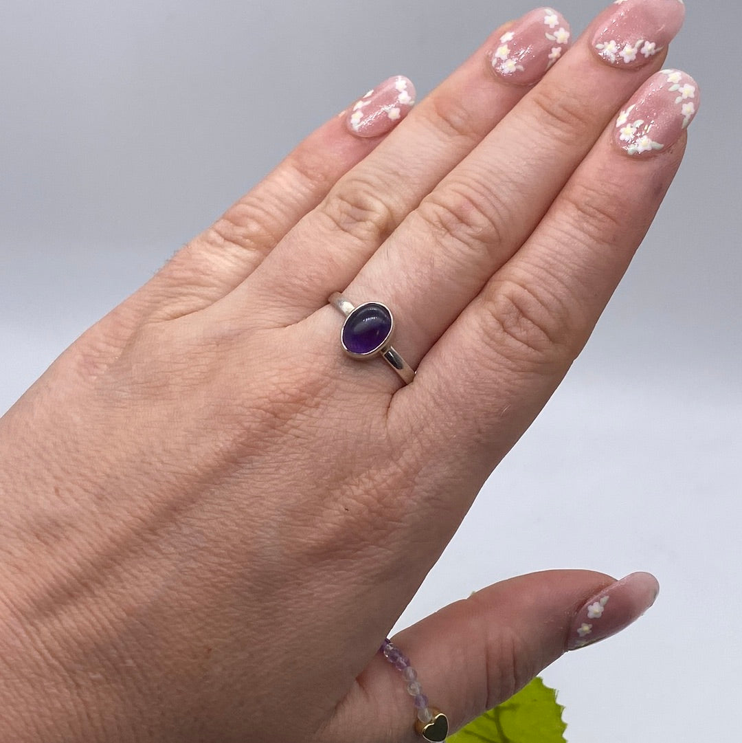 Amethyst 925 Sterling Silver Ring -  Size R 1/2