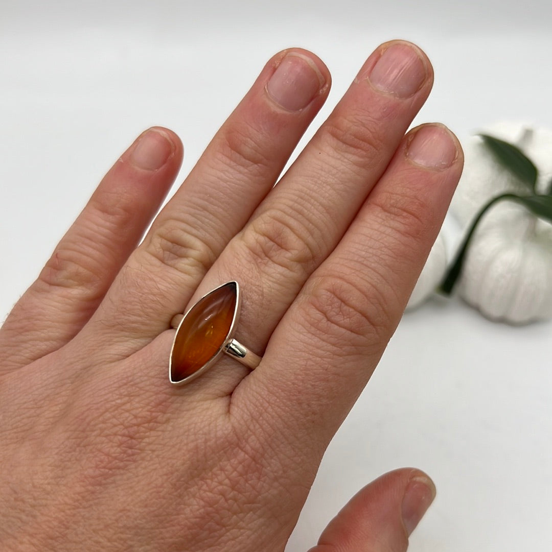 Amber 925 Sterling Silver Ring O 1/2