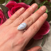 Load image into Gallery viewer, Adjustable Blue Lace Agate 925 Sterling Silver Ring
