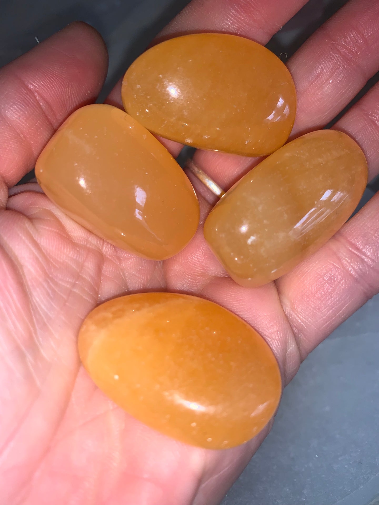 Orange Calcite polished tumble tumblestone