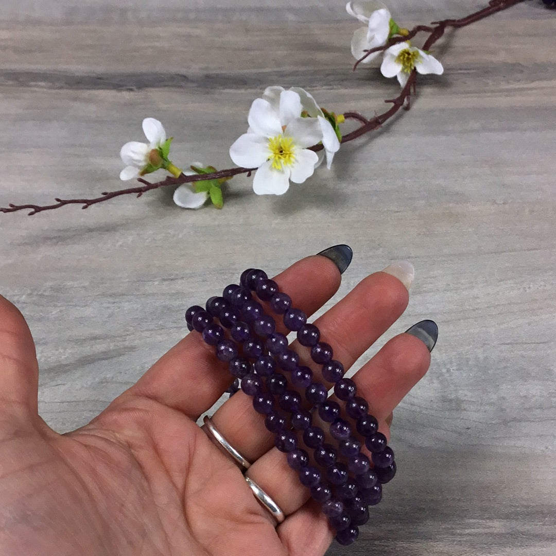 Amethyst 6mm Bead Bracelet