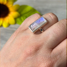 Load image into Gallery viewer, AAA Rainbow Moonstone 925 Silver Ring -  Size L
