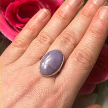 Load image into Gallery viewer, Natural Purple Jade Jadeite 925 Sterling Silver Ring -  Size P - P 1/2
