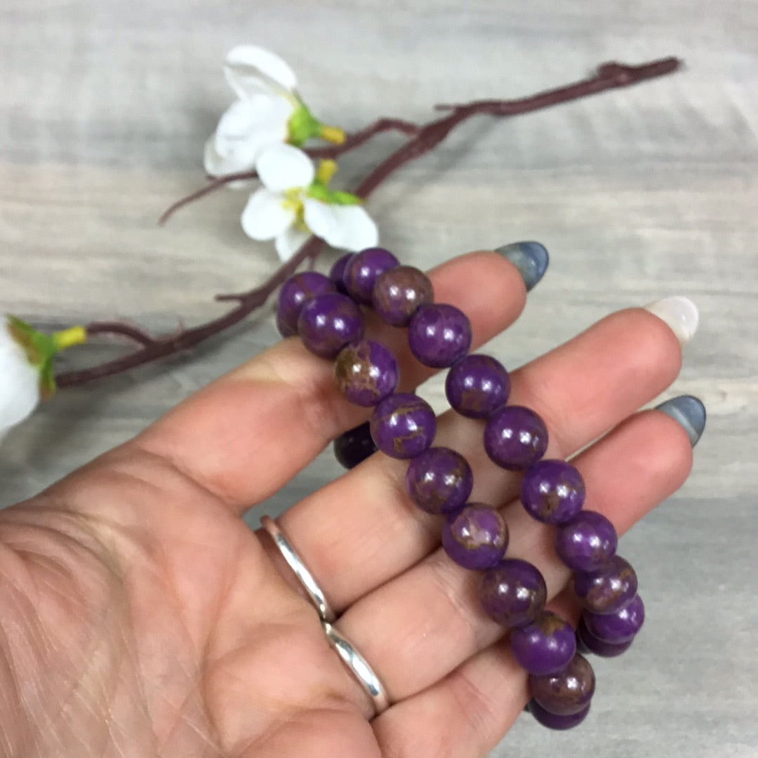 Phosphosiderite - 10 mm Bead Bracelet