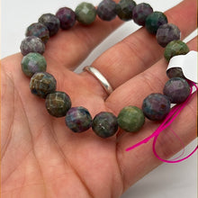 Load image into Gallery viewer, Ruby with Zoisite &amp; Kyanite 10mm Facet Bead Bracelet
