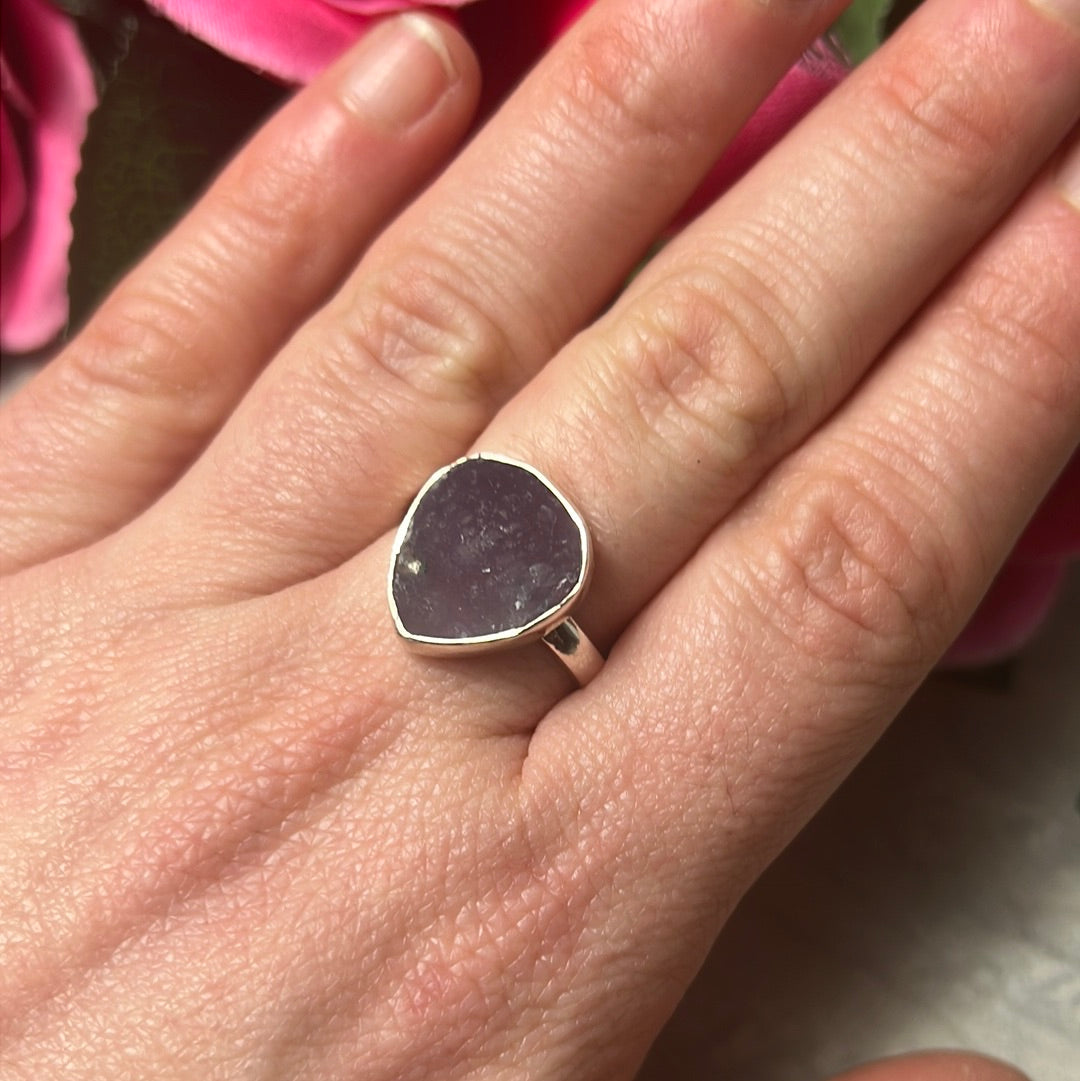 Grape Agate - RARE 925 Sterling Silver Ring - Size O