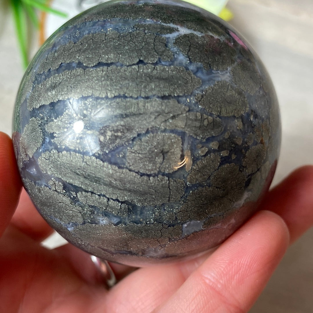 Nipomo - Marcascite in agate Sphere