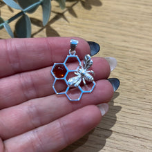 Load image into Gallery viewer, Amber Bee Honeycomb 925 Sterling Silver Pendant
