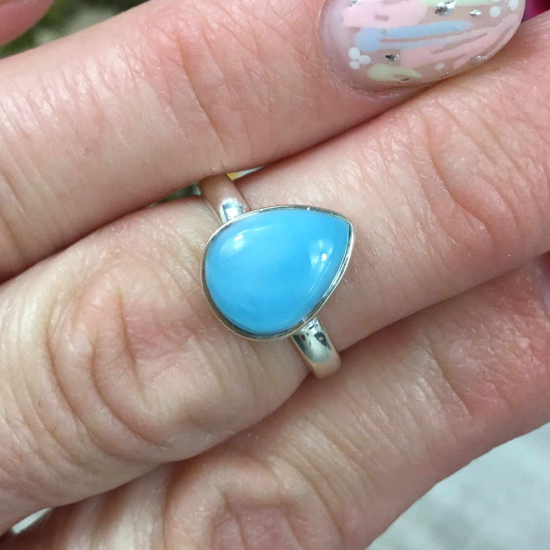 Larimar 925 Sterling Silver Ring - Size L 1/2