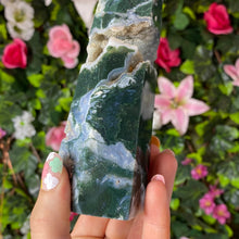 Load image into Gallery viewer, XL Moss Agate Tower Point - 6 sided
