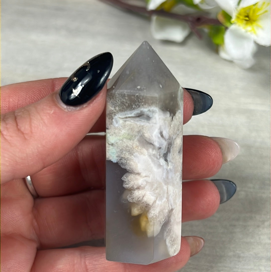 Flower Agate Tower Point