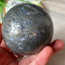 Load image into Gallery viewer, Nipomo - Marcascite in agate Sphere
