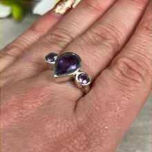 Load image into Gallery viewer, Amethyst Facet 925 Sterling Silver Ring -  Size P 1/2
