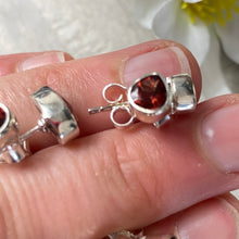 Load image into Gallery viewer, Garnet Facet cut 925 Sterling Studs
