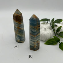 Load image into Gallery viewer, Aquatine Lemurian Calcite Tower (blue onyx)
