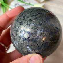 Load image into Gallery viewer, Nipomo - Marcascite in agate Sphere
