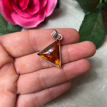 Load image into Gallery viewer, Amber Triangle Pendant 925 Sterling Silver
