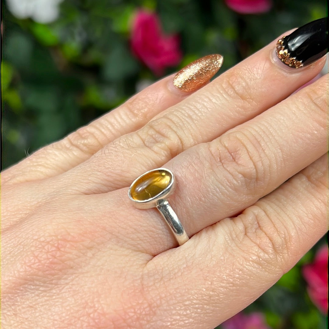 Citrine 925 Sterling Silver Ring -  Size M