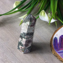 Load image into Gallery viewer, Rhyolite flowers in green African Jasper Tower
