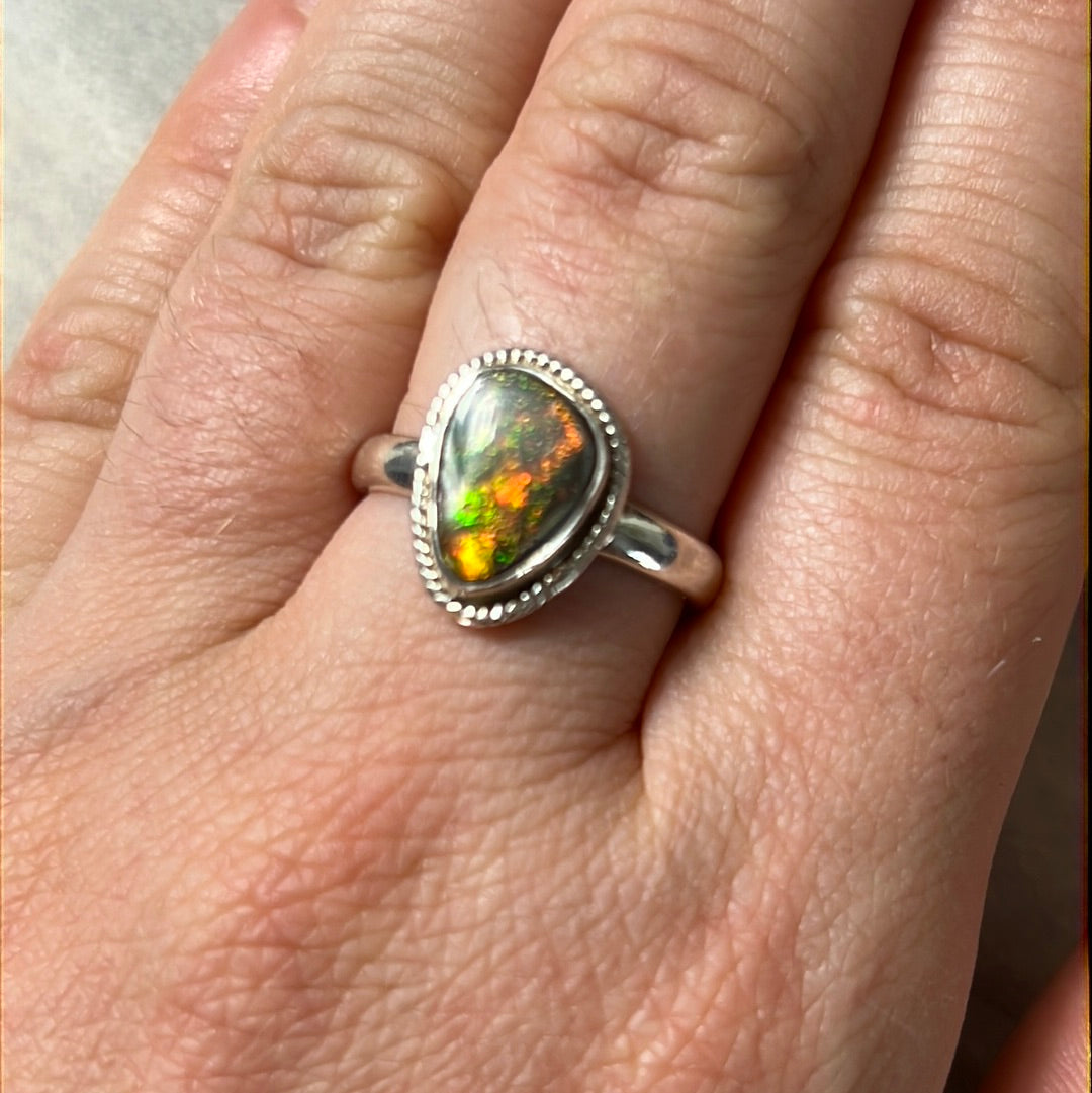 AAA Ammolite 925 Sterling Silver Ring -  Size N 1/2 - O