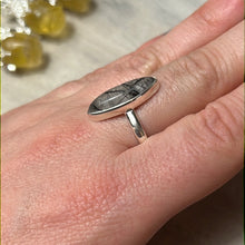 Load image into Gallery viewer, AA Black Rutile Tourmaline in Quartz 925 Silver Ring - Size P 1/2
