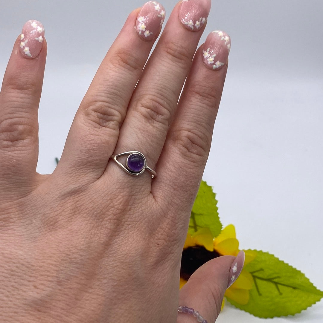 Amethyst 925 Sterling Silver Ring -  Size P - P 1/2