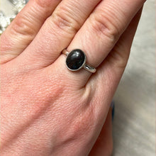 Load image into Gallery viewer, Black Opal Matrix 925 Silver Ring - Size N 1/2
