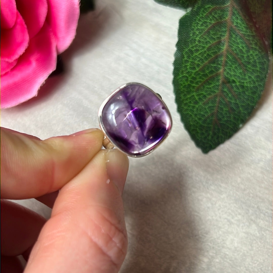 Amethyst 925 Sterling Silver Ring - Size L - L 1/2