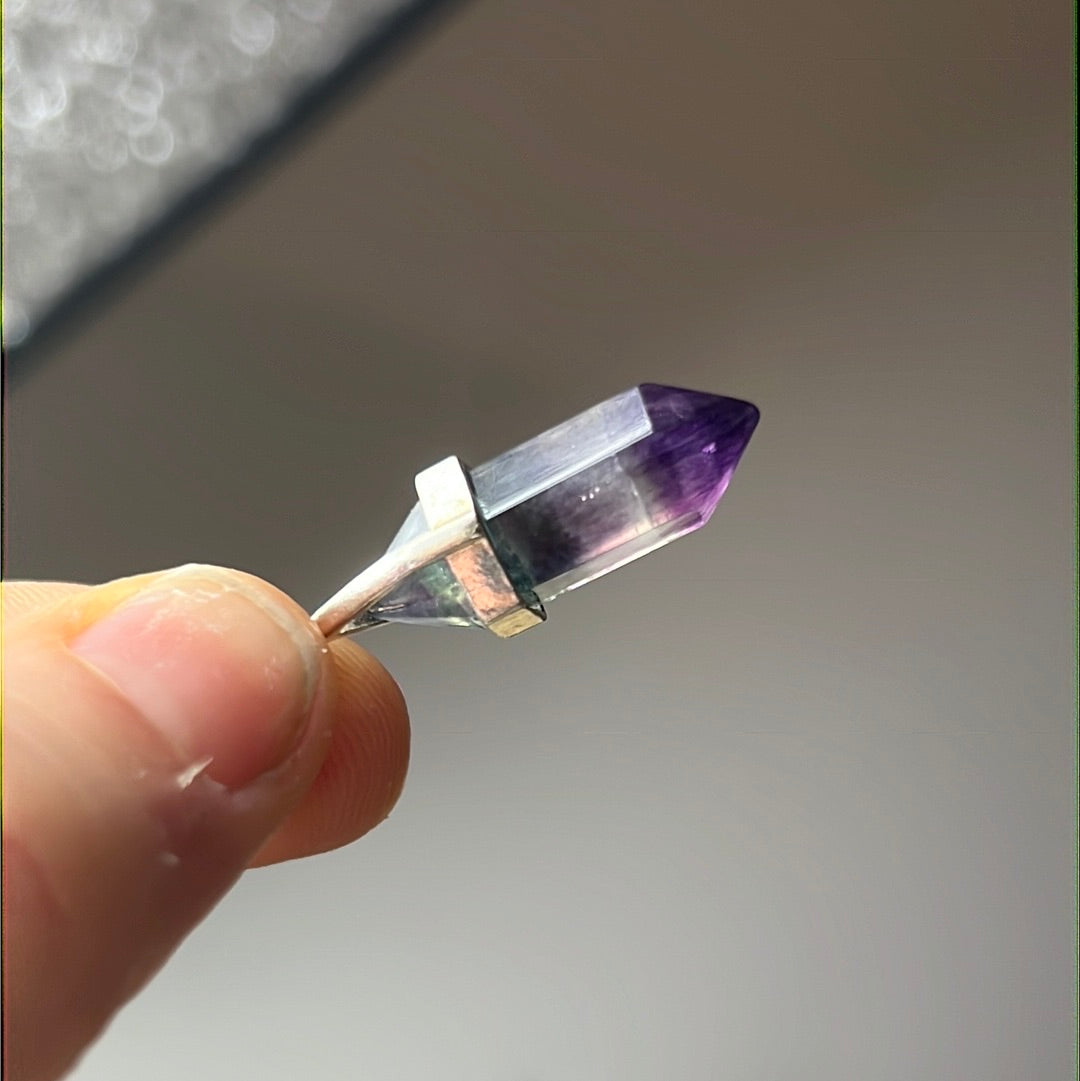 Fluorite Point 925 Sterling Silver Pendant