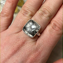 Load image into Gallery viewer, AA Black Tourmaline in Quartz 925 Silver Ring - Size M
