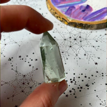 Load image into Gallery viewer, Small Prasolite Green Amethyst Tower Point
