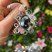 Load image into Gallery viewer, Snowflake Obsidian 925 Sterling Pendant Hand forged
