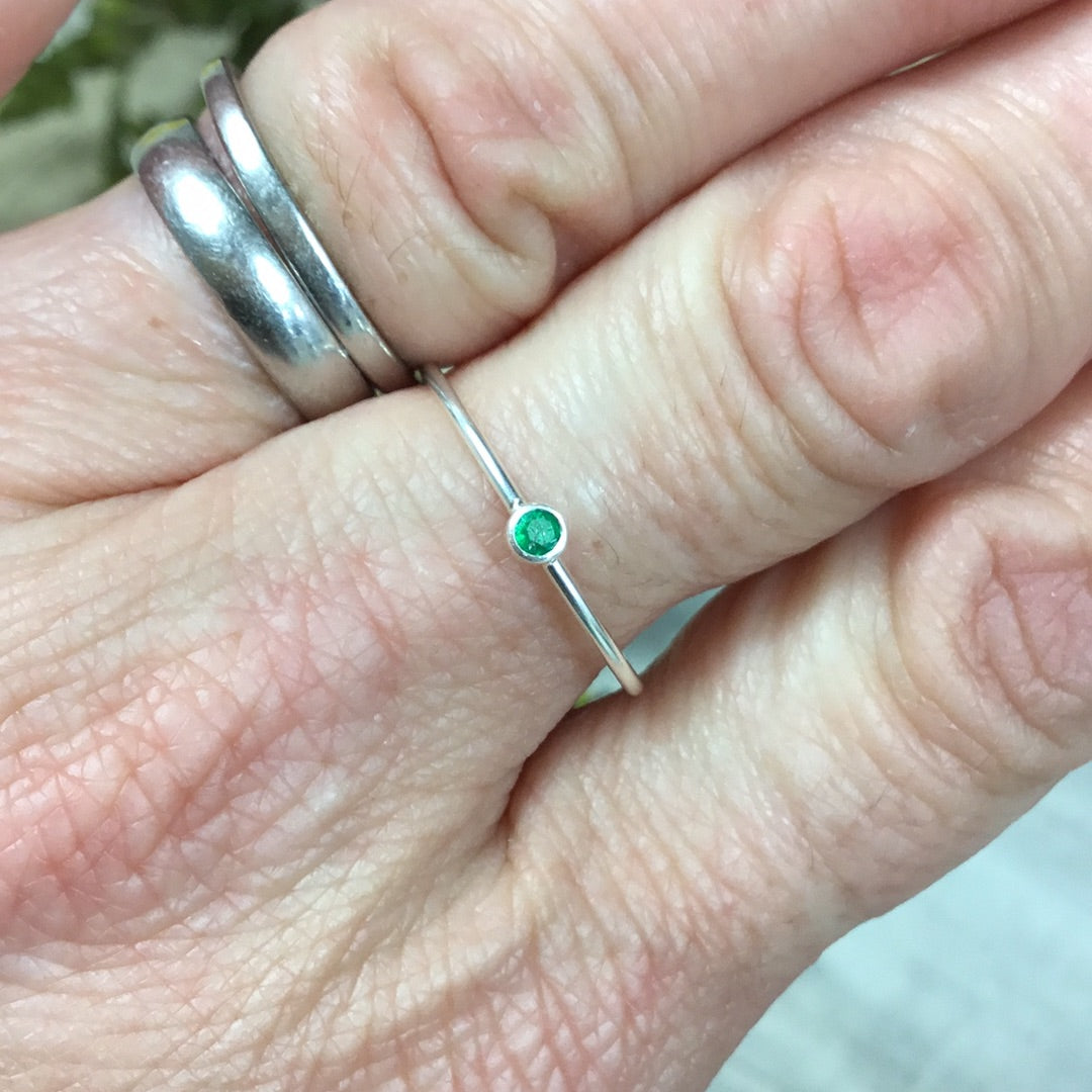 Emerald Stacker 925 Sterling Silver Ring