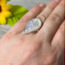 Load image into Gallery viewer, AAA Rainbow Moonstone 925 Silver Ring -  Size L 1/2
