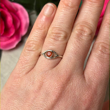 Load image into Gallery viewer, Carnelian Facet Evil Eye 925 Silver Ring - Size L 1/2
